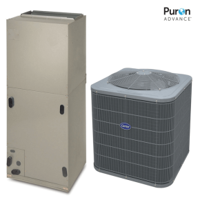 Carrier® Comfort™ 3.5 Ton 15 SEER2 (Rated 16 SEER) 1 Stage AC Only or Electric Heat| R-454B|w/FT5 VS Air Handler 21"W| 26SCA542 FT5ANXC48L