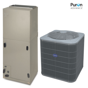 Carrier® Comfort™ 1.5 Ton 15 SEER2 1 Stage Heat Pump| R-454B|w/FJ5 VS Air Handler 17.5"W| 27SCA518 FJ5ANXB24L