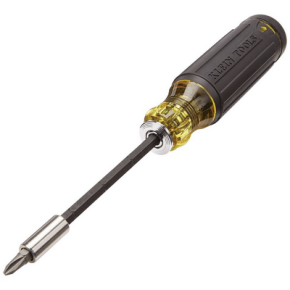 KLEIN 14-in-1 Multi-Bit Adjustable Length Screwdriver | Includes: 13 different screwdriver bits and a 1/4-Inch nut driver | Magnetic | 32303