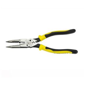 KLEIN All-Purpose Pliers with Crimper | Strips 10-18 AWG Solid and 12-20 AWG Stranded wire | 6-32 and 8-32 screw shearing | Crimps non-insulated connectors | lugs and terminals | J207-8CR