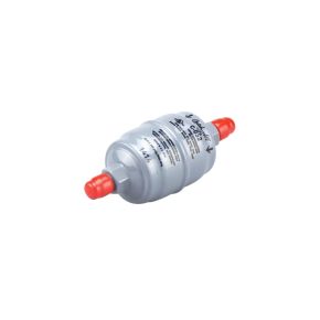 Sporlan Flare Catch-All Filter Drier 1/4 SAE | 3 CU | Length | 4.19 in | Diameter 1.75 in | Capacity High Temp | R12 R22 R134A R407C | R410A | 1/4-1/3 HP | Capacity Refrigeration | R12 R22 R134A R404A R502 R507 | 1/4-1/3 HP | C-032