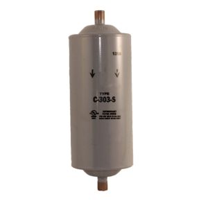 Sporlan Solder Liquid Filter Drier | 3/8 in. x 3/8 in. ODF | Capacity: 30 cu in. | 11.5 in. L x 3.5 in. W x 3.00 in. OD | C-303-S