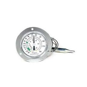 COOPER-ATKINS Panel Type Thermometer | -40-60F | Back Connected 48 in. Cap | 6142-20-3