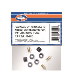 Uniweld Replacement parts for both Soft Magic and Black Magic Hoses | Pkg. Of (6) Gaskets and (3) Depressors (H1476 )