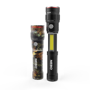 KLEIN NEBO SLYDE KING powerful 500 lumen rechargeable flashlight featuring OC optics; Completely waterproof (IPX7); 4X Zoom; 5 light modes (high, medium, low, defensive strobe & S.O.S.) (6726)