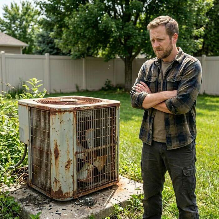 Central Air Replacement Cost: When to Replace Your AC System | ExpressOverstock Old vs new AC unit, understanding central air replacement cost and when to upgrade